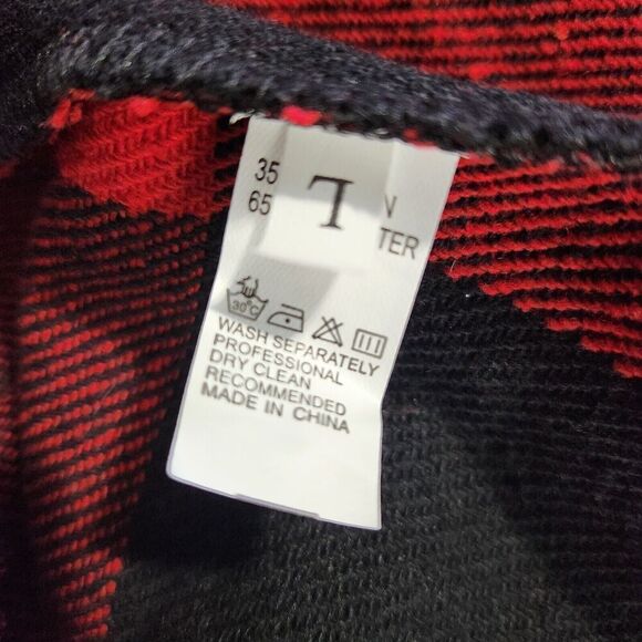 Open Sweater Vest Women's Size Large Buffalo Plaid Pockets Wide Lapel - Picture 12 of 13